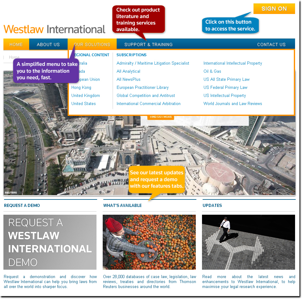Westlaw International - Homepage screenshot